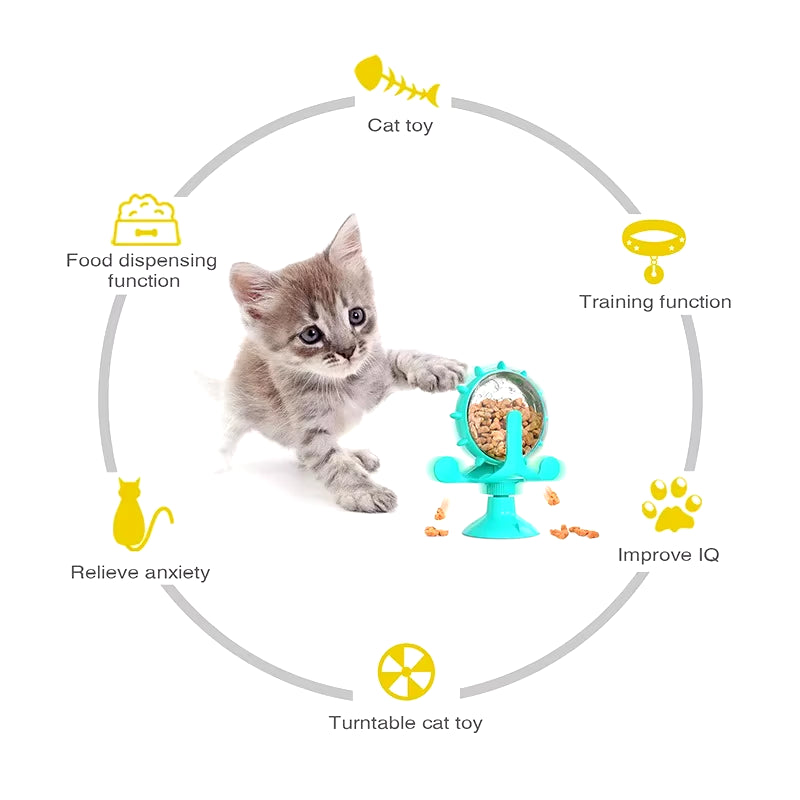 Cat Toy Treat Dispenser with Bell Funny Rotatable Wheel Slow Feeder Kitten Puppy Interactive Toys for Small Dogs Pet Accessories