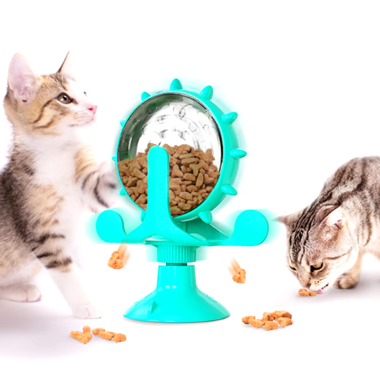 Cat Toy Treat Dispenser with Bell Funny Rotatable Wheel Slow Feeder Kitten Puppy Interactive Toys for Small Dogs Pet Accessories