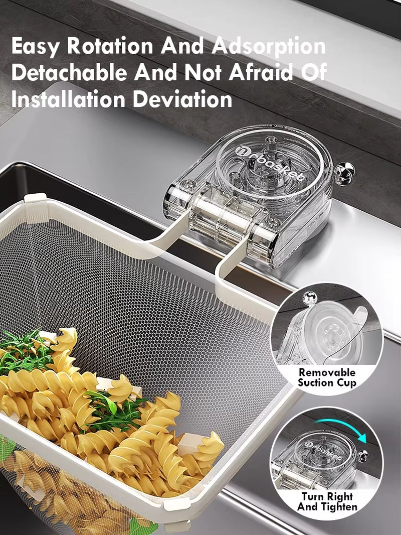 Kitchen Sink Filter Rack Suction Cup Iron Drain Filter Screen Household Strong Load-Bearing Foldable Upright