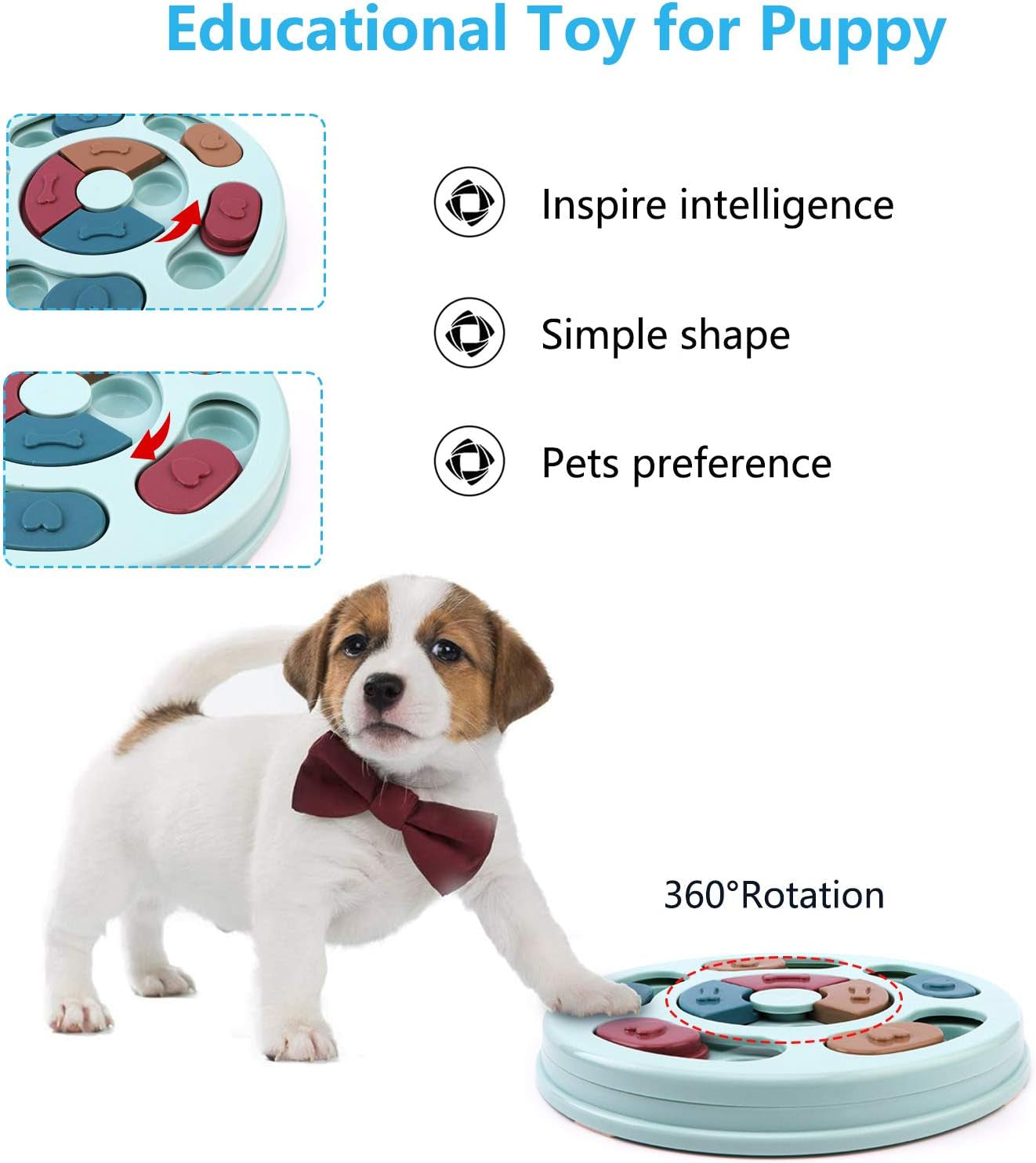 Dog Puzzle Toys Puppy, Interactive Dog Puzzle Game Toy, Treat Dispenser for Dogs Training Funny Feeding, ABS Colorful Design Slow Feeder to Aid Pets Digestion