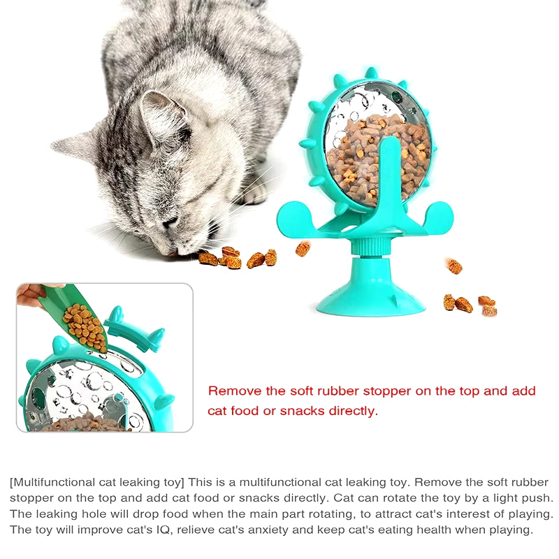 Cat Toy Treat Dispenser with Bell Funny Rotatable Wheel Slow Feeder Kitten Puppy Interactive Toys for Small Dogs Pet Accessories