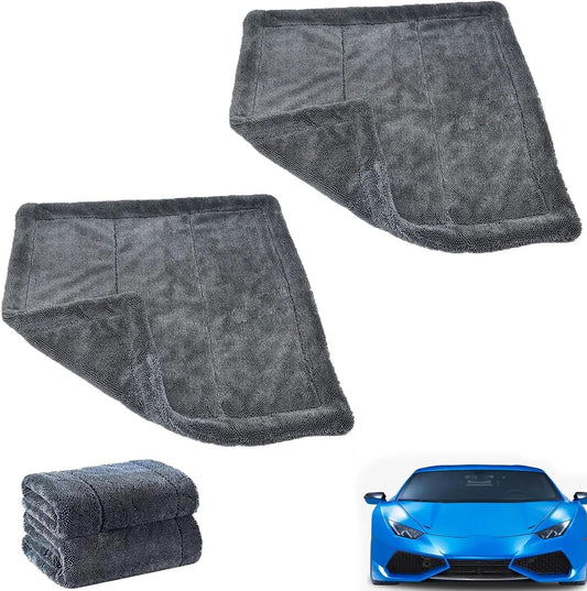 Lunara Drying Towel - Lunara Twisted-Loop Drying Towel, Streak Free Microfiber Cloth, Blackline Drying Towel, Microfiber Towels for Cars, Large Thickened Car Wash Towel (2PCS)