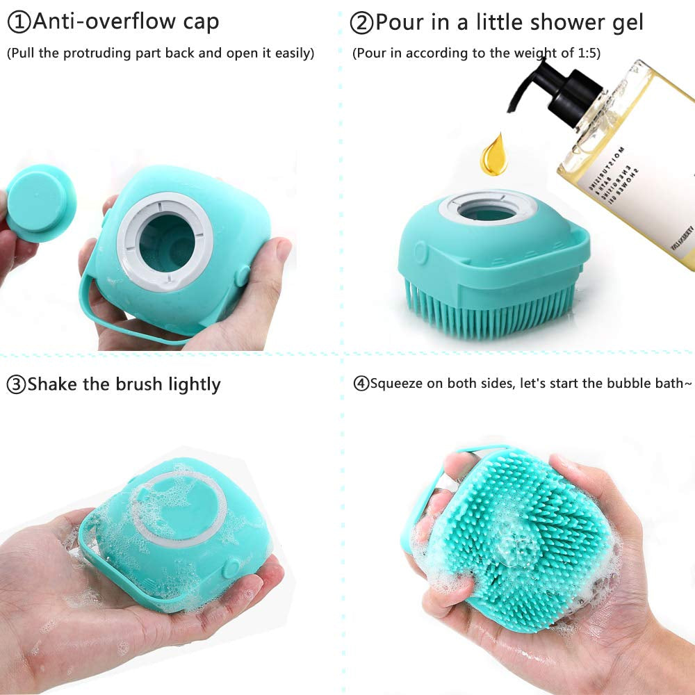 Silicone Body Scrubber  Massage Bath Brush Shower Sponge Liquid Soap Dispenser Soft Bath Brush Body Scrubber for Children Women Men Reusable Loofah (A Set 2PACK)