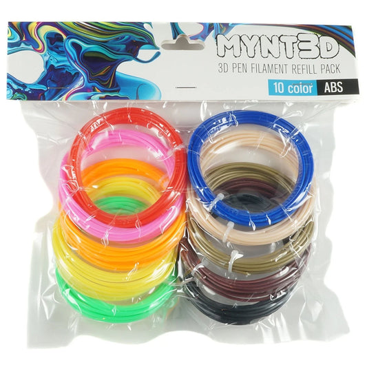 ABS 3D Pen Filament Refill Pack (10 Color, 3M Each)