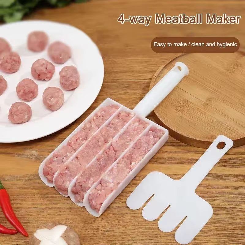 Creative Kitchen Triple Meatball Maker, Meat Ball Scoop with Cutting Spade Ball Maker, None-Stick Meatball Maker